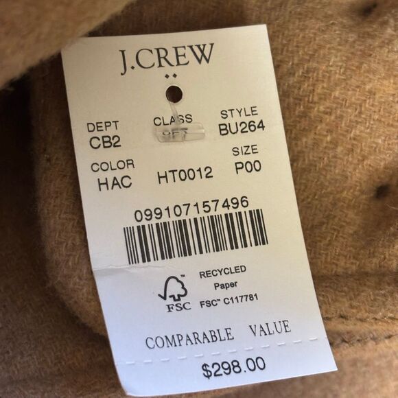 J. Crew factory city coat button neck wool blend tan new - Picture 8 of 14